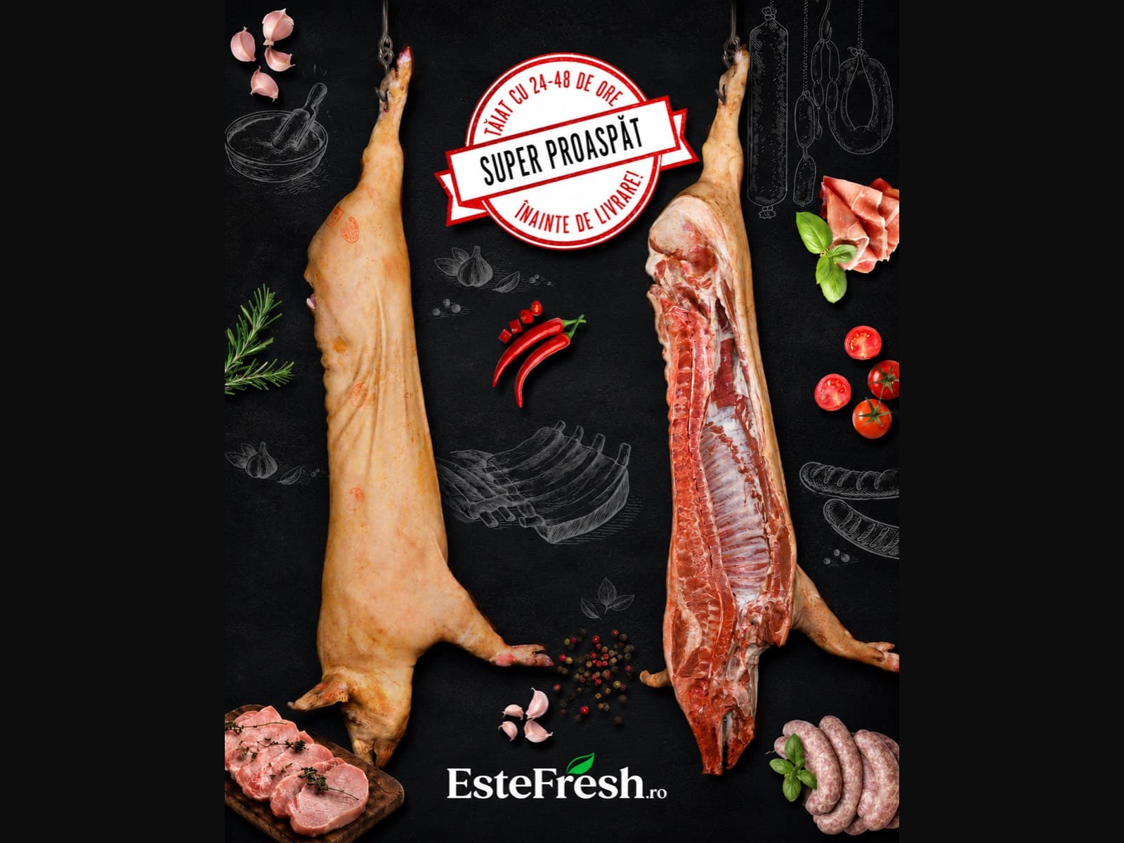 Semi-Carcasă de Sărbători — ≈ 44 kg de carne proaspătă de porc